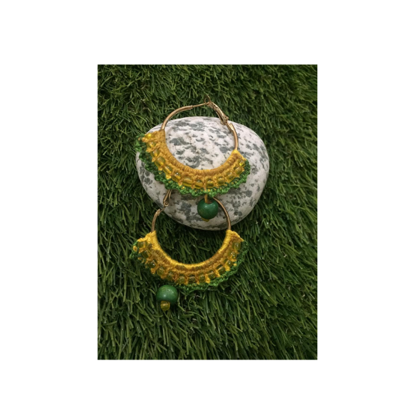 crochet thread and sequence earrings